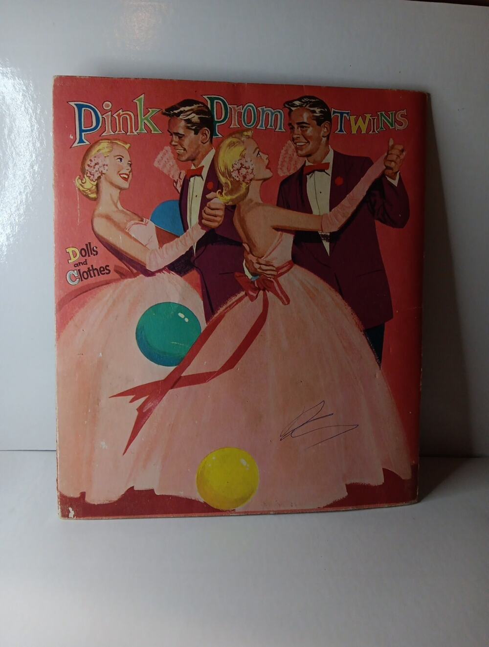 1956 Pink Prom Twins Paper Dolls with Outfits - Merrill